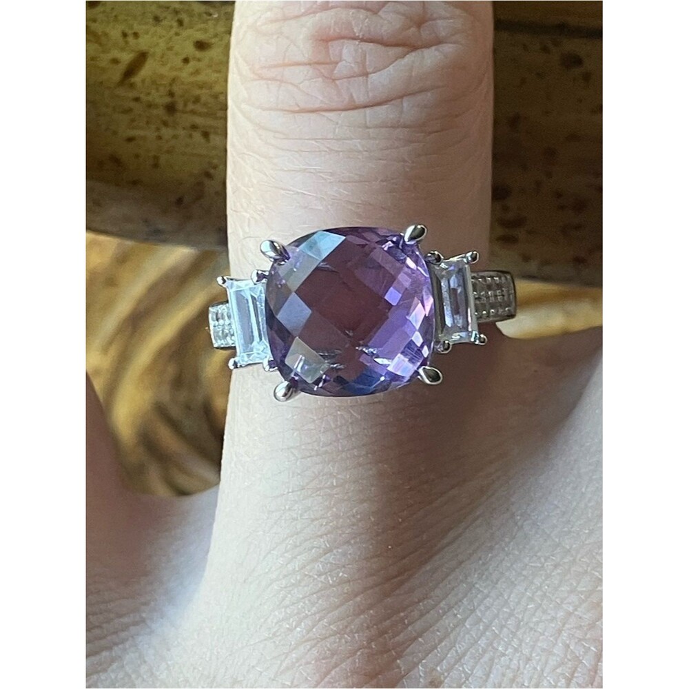 Natural Rose de France Amethyst Sterling Silver Ring Size 6